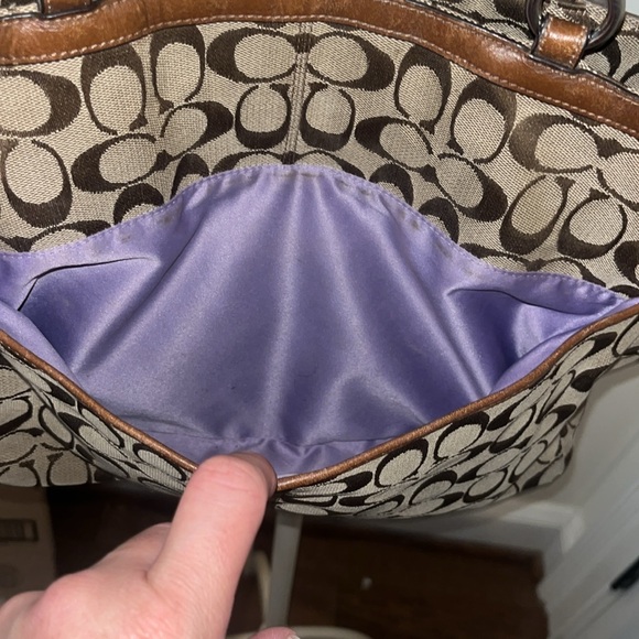 large brown monogram COACH tote, gently used very good condition - Picture 14 of 17